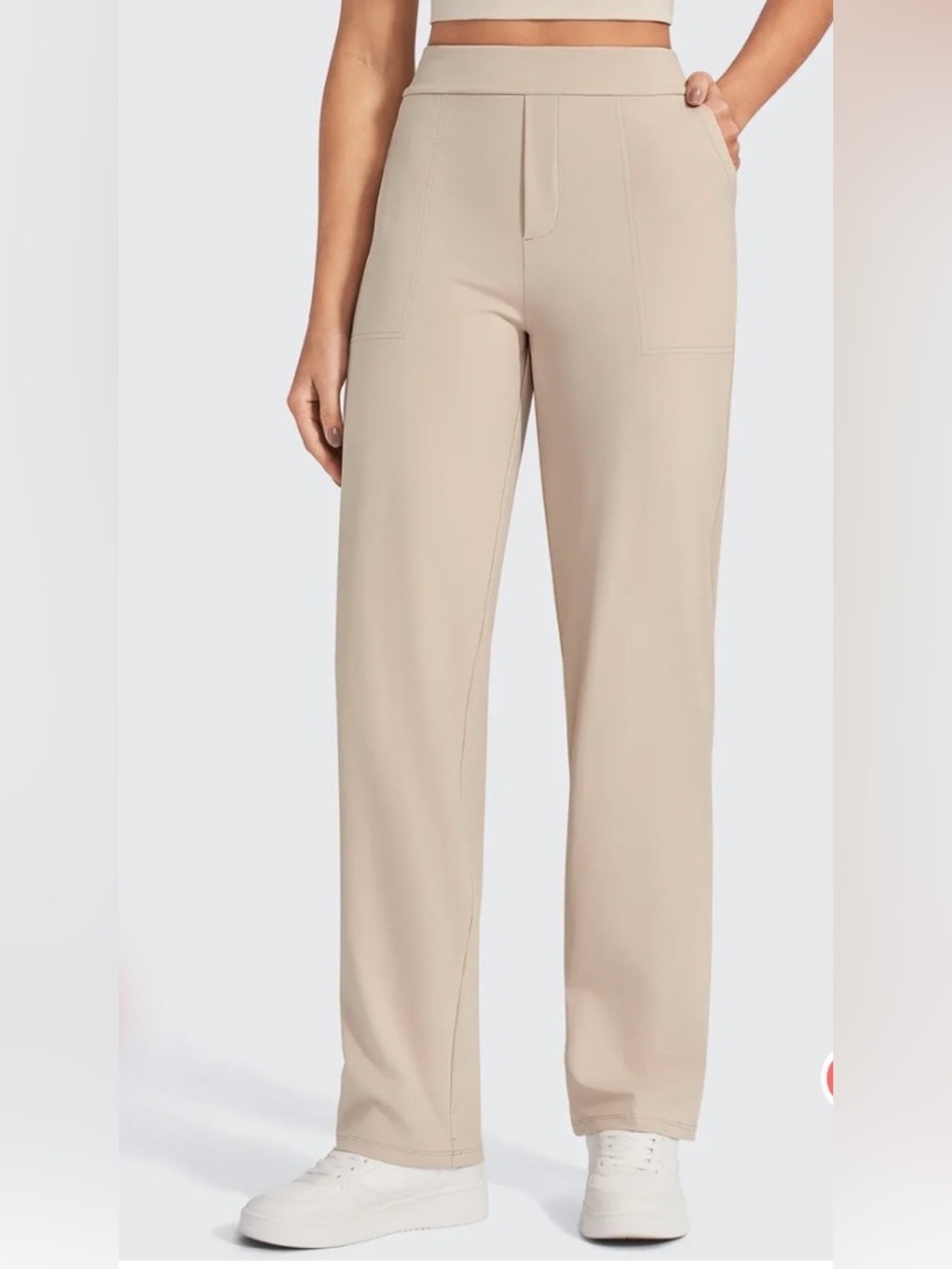 ShiftReady Women's High-Waist Straight Pants in Beige - Picture 2 of 9